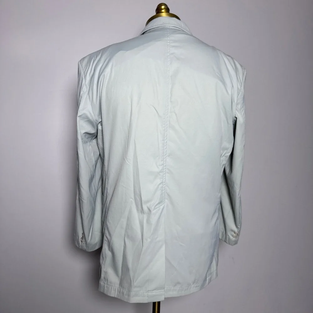 Vernie Blazer Sport Coat Mens 42R Light Gray Solid Cotton Blend Two Button Italy